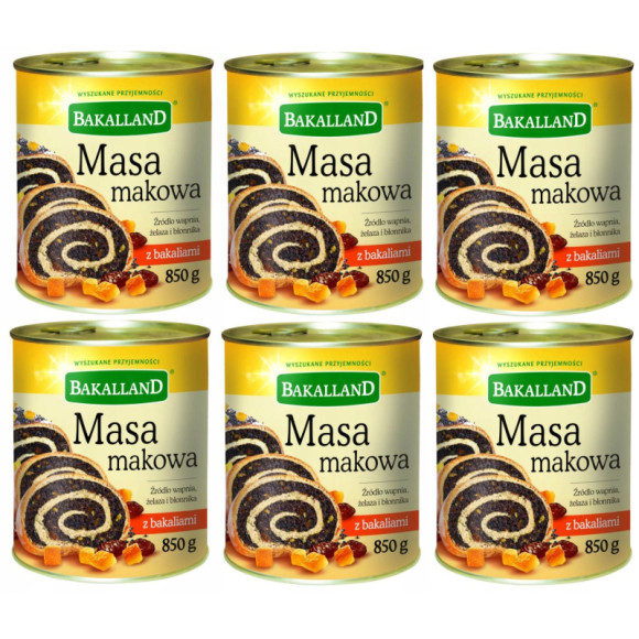 BAKALLAND MASA MAKOWA Z BAKALIAMI DO CIAST I DESERÓW puszka 850g 0,85KG BAKALLAND MASA MAKOWA Z BAKALIAMI DO CIAST I DESERÓW puszka 850g 0,85KG