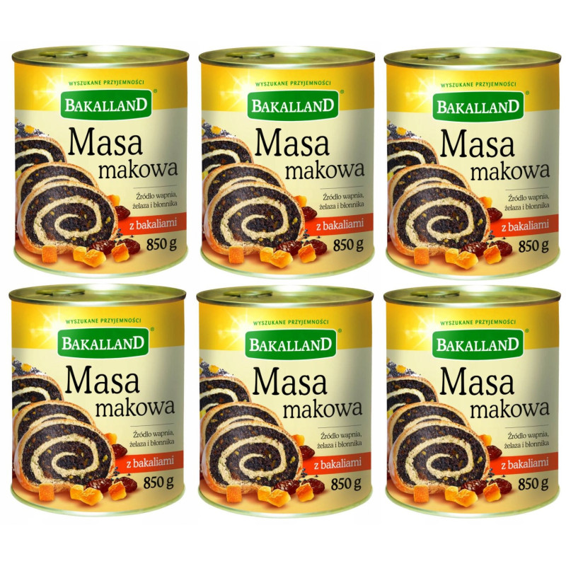 BAKALLAND MASA MAKOWA Z BAKALIAMI DO CIAST I DESERÓW puszka 850g 0,85KG