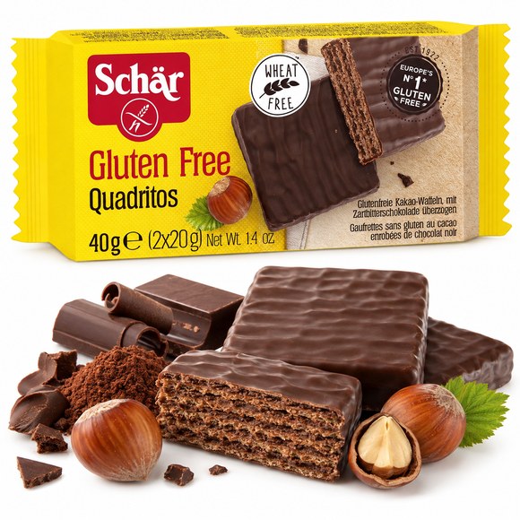 Schar WAFLE CZEKOLADOWE QUADRITOS BEZGLUTENOWE 2x20G 40G