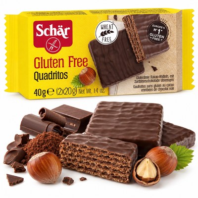 Schar WAFLE CZEKOLADOWE QUADRITOS BEZGLUTENOWE 2x20G 40G
