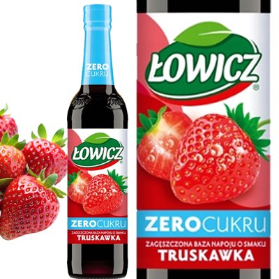 Łowicz SYROP ZAGĘSZCZONA BAZA NAPOJU ZERO TRUSKAWKA 4 KCAL