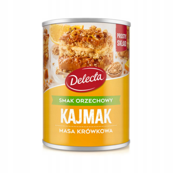 KAJMAK GOTOWA MASA KRÓWKOWA Delecta ORZECHOWA SMAK ORZECHOWY 400g 0,4KG KAJMAK GOTOWA MASA KRÓWKOWA Delecta ORZECHOWA SMAK ORZECHOWY 400g 0,4KG