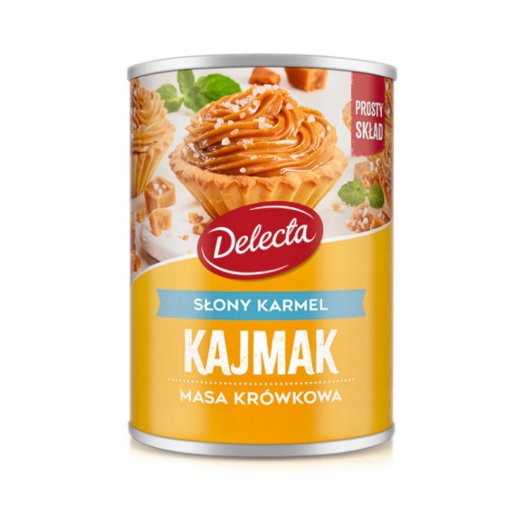 KAJMAK MASA KRÓWKOWA do ciasta tortu deseru SŁONY KARMEL Delecta 400g 0,4KG KAJMAK MASA KRÓWKOWA do ciasta tortu deseru SŁONY KARMEL Delecta 400g 0,4KG