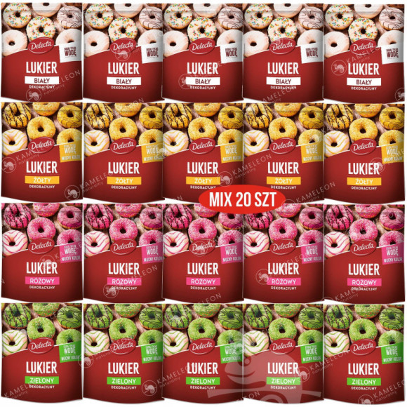 Delecta LUKIER biały+ zielony+ różowy+ żółty 20szt Delecta LUKIER biały+ zielony+ różowy+ żółty 20szt