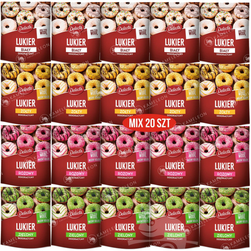 Delecta LUKIER biały+ zielony+ różowy+ żółty 20szt