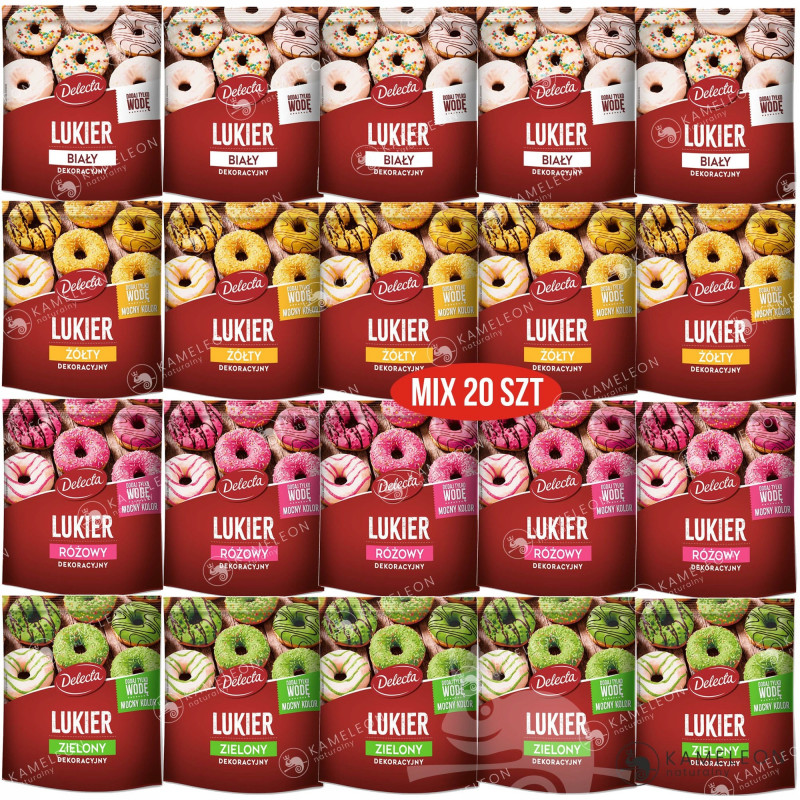 Delecta LUKIER biały+ zielony+ różowy+ żółty 20szt