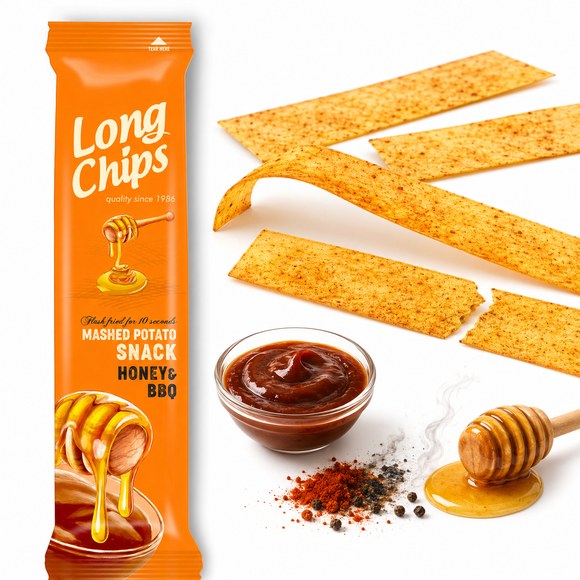 Long Chips CHIPSY smak MIÓD I BBQ krucha przekąska 75G