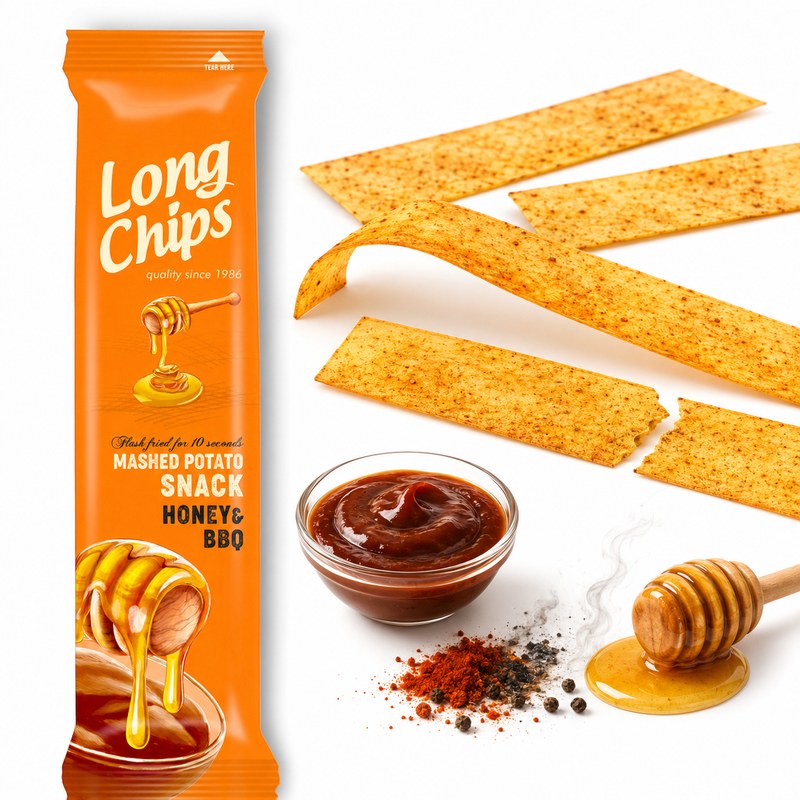 Long Chips CHIPSY smak MIÓD I BBQ krucha przekąska 75G