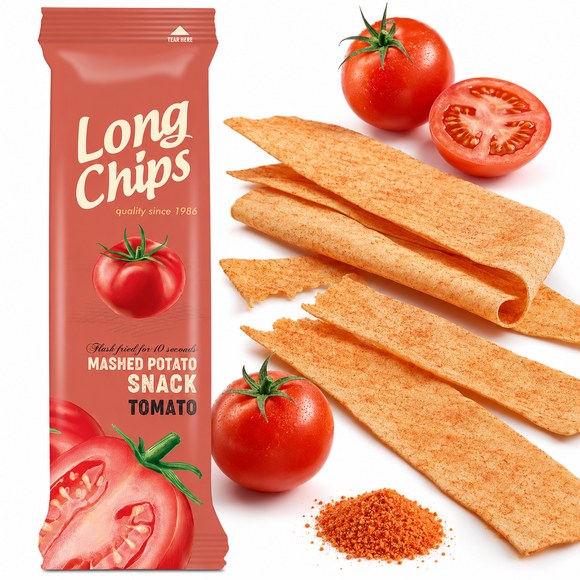 Long Chips CHIPSY smak POMIDOROWY krucha przekąska 75G
