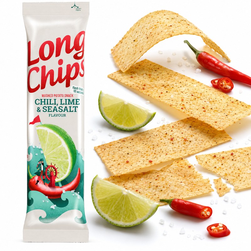 Long Chips CHIPSY ZIEMNIACZANE smak CHILI LIMONKA SÓL