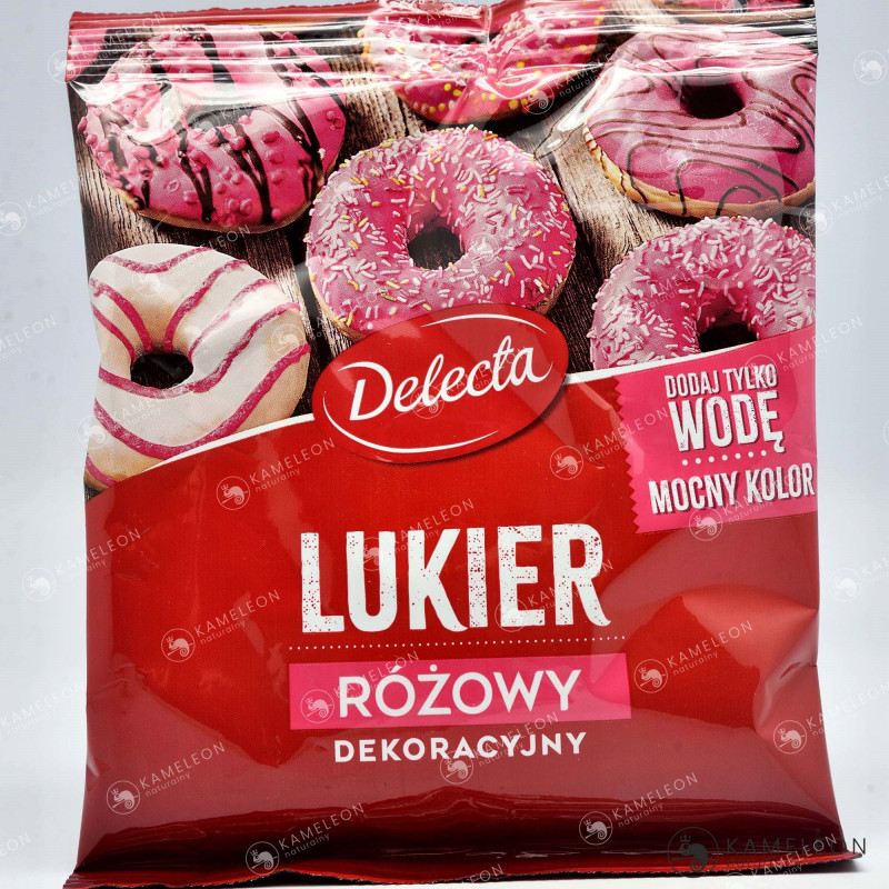 Delecta LUKIER DEKORACYJNY RÓŻOWY RÓŻ do wypieków ciast deserów tortów 80g