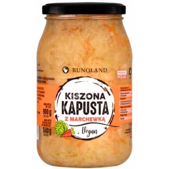 Runoland KAPUSTA KISZONA Z MARCHEWKĄ vegan  kiszonka z