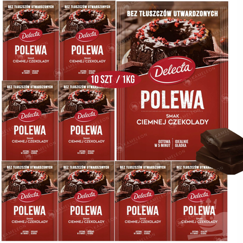 POLEWA CZEKOLADOWA do CIAST TORTÓW ciemna czekolada 100g x10 1kg! DELECTA