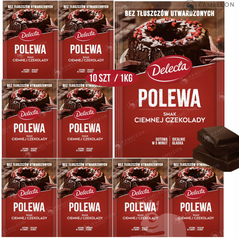 POLEWA CZEKOLADOWA do CIAST TORTÓW ciemna czekolada 100g x10 1kg! DELECTA