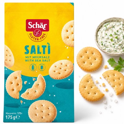 Schar KRAKERSY Z SOLĄ MORSKĄ OKRĄGŁE BEZGLUTENOWE 170G