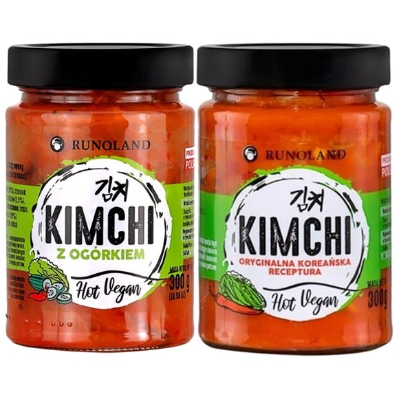 Runoland KIMCHI HOT VEGAN TRADYCYJNE i z OGÓRKIEM 2szt MIX