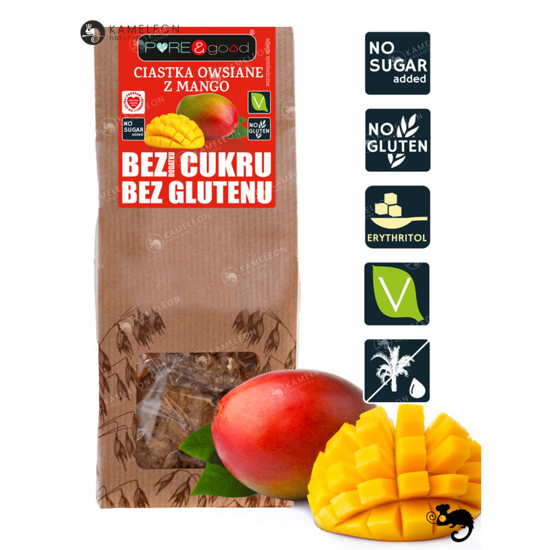 PURE&GOOD CIASTKA OWSIANE Z MANGO bez dodatku cukru i bez glutenu 150G