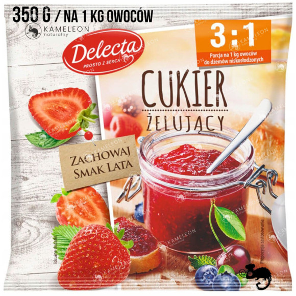 DELECTA CUKIER ŻELUJĄCY 3:1 350g NA 1kg OWOCÓW DO PRZETWORÓW DŻEMÓW