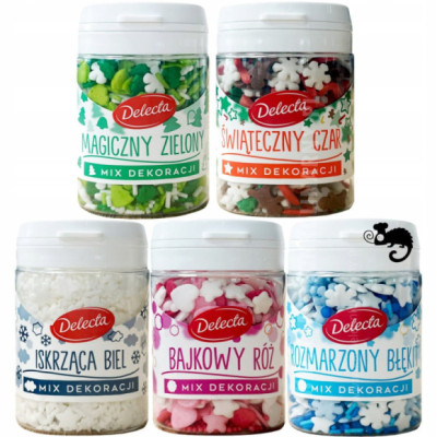 DELECTA DEKORACJE MIX POSYPEK ciastka babeczki pierniki ŚWIĘTA 5x55G