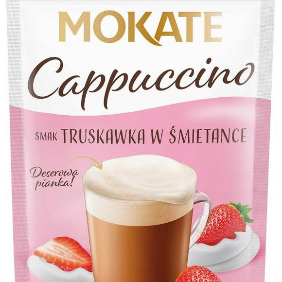 Mokate kawa CAPPUCCINO smaku TRUSKAWKI w ŚMIETANCE z PIANKĄ