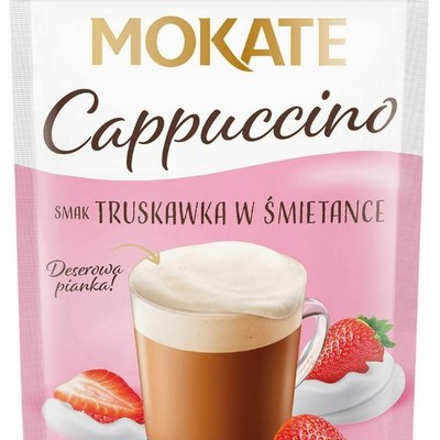 Mokate kawa CAPPUCCINO smaku TRUSKAWKI w ŚMIETANCE z PIANKĄ