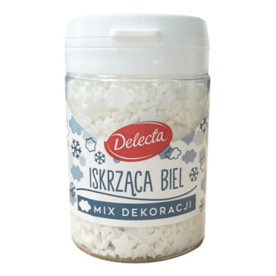 ISKRZĄCA BIEL Mix DEKORACJI DEKORACJE POSYPKA d CIAST NA ŚWIĘTA 55g DELECTA
