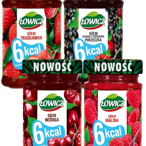 Łowicz DŻEM 6 KCAL MIX 4 SZT MALINA WIŚNIA TRUSKAWKA