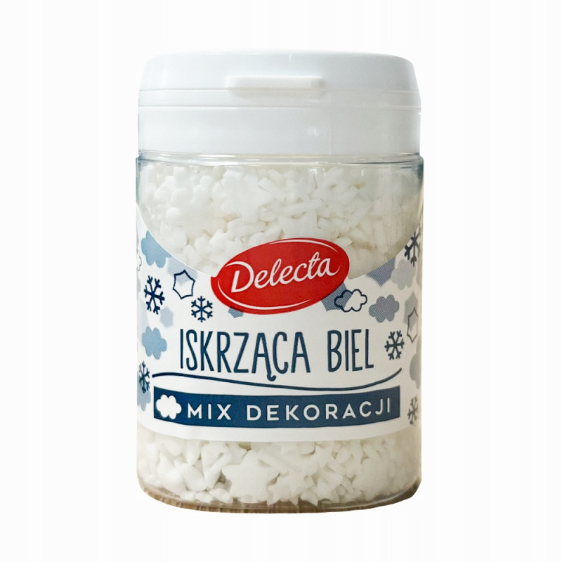 ISKRZĄCA BIEL Mix DEKORACJI DEKORACJE POSYPKA d CIAST NA ŚWIĘTA 55g DELECTA