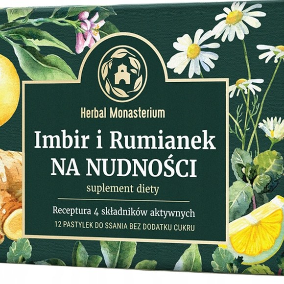 Herbal Monasterium IMBIR I RUMIANEK NA NUDNOŚCI 12 PASTYLEK