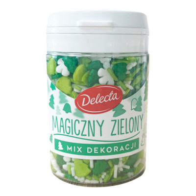 MAGICZNY ZIELONY Mix DEKORACJI ŚWIĄTECZNYCH DO CIAST posypki 55g DELECTA