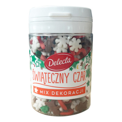 ŚWIĄTECZNY CZAR Mix dekoracje POSYPKA PŁATKI CUKROWE DEKORACJE 55g DELECTA