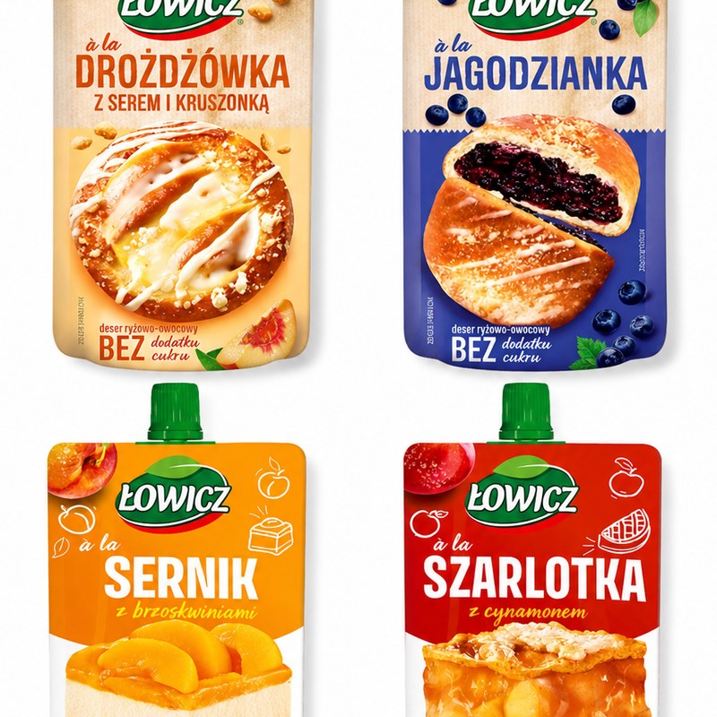 4x ŁOWICZ mus mix CIASTO DROŻDŹÓWKA SERNIK TARTA SZARLOTKA