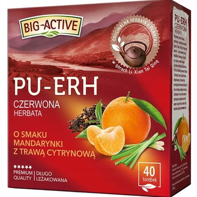 BIG-ACTIVE herbata PU-ERH MANDARYNKA TRAWA CYTRYNOWA 40