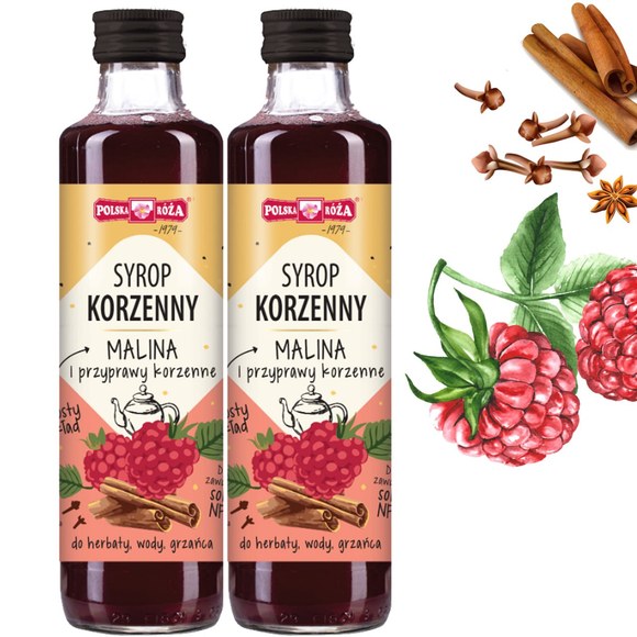Polska Róża SYROP KORZENNY MALINA I PRZYPRAWY KORZENNE