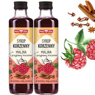 Polska Róża SYROP KORZENNY MALINA I PRZYPRAWY KORZENNE