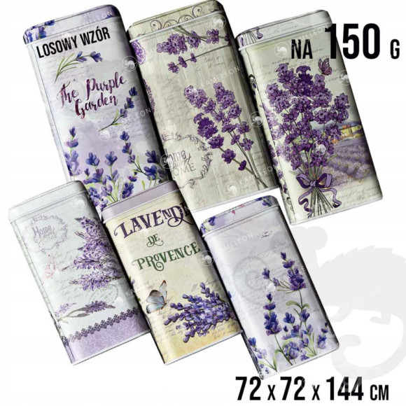 PUSZKA METALOWA duża na 150g LAWENDA MIX wzorów