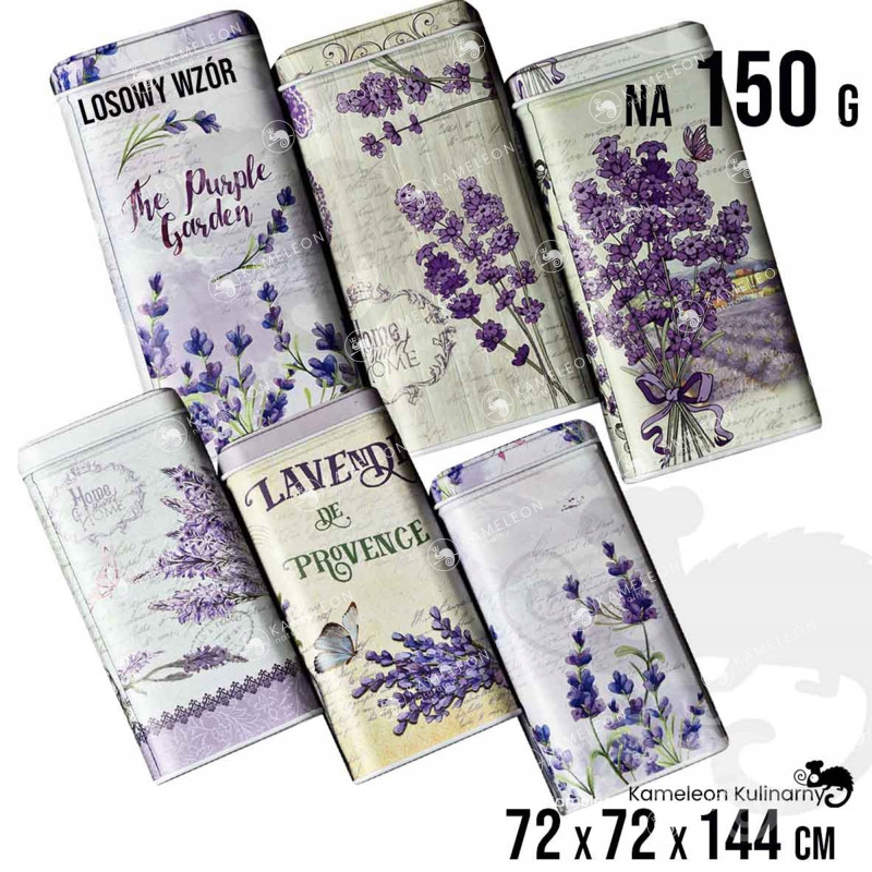 PUSZKA METALOWA duża na 150g LAWENDA MIX wzorów