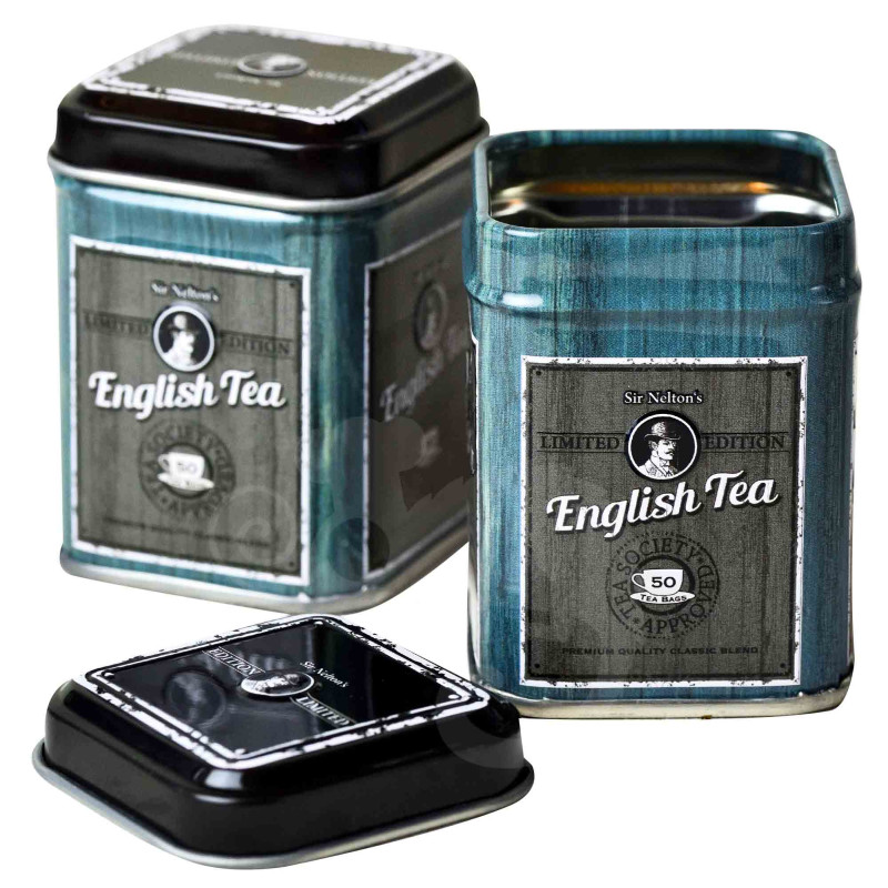 PUSZKA METALOWA herbatę ENGLISH TEA niebieska 25g