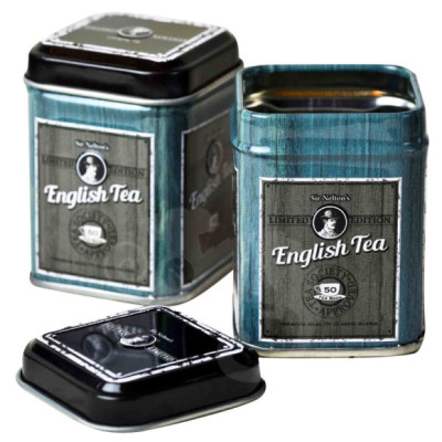 PUSZKA METALOWA herbatę ENGLISH TEA niebieska 25g
