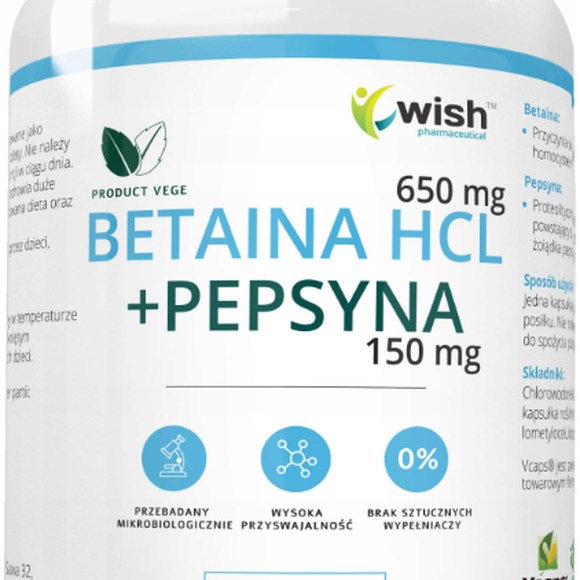 WISH BETAINA 650MG + PEPSYNA 150MG wsparcie TRAWIENIE