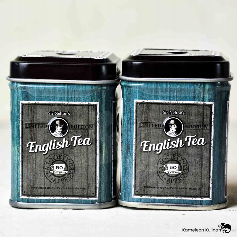 PUSZKA METALOWA herbatę ENGLISH TEA niebieska 25g