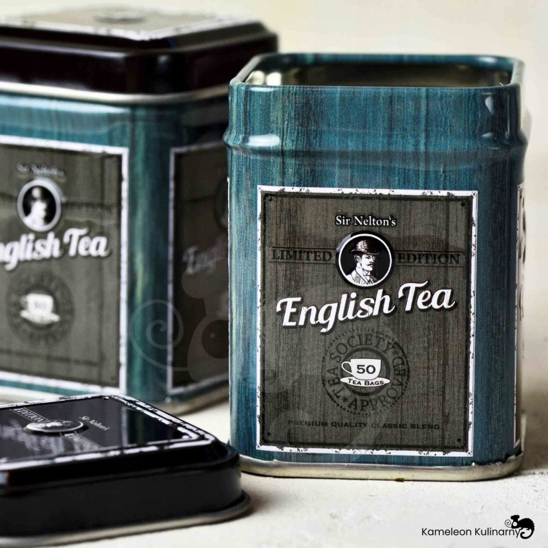 PUSZKA METALOWA herbatę ENGLISH TEA niebieska 25g