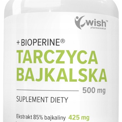 WISH TARCZYCA BAJKALSKA 500 mg + BIOPERINE wsparcie SERCE