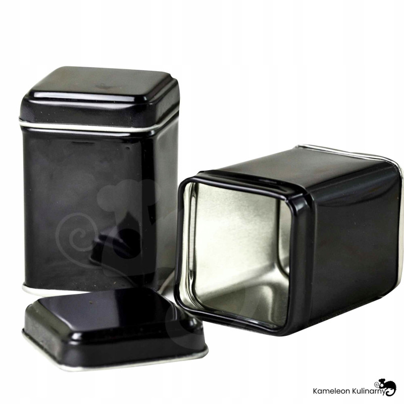 PUSZKA METALOWA n herbatę mała 43x43x60 25g CZARNA
