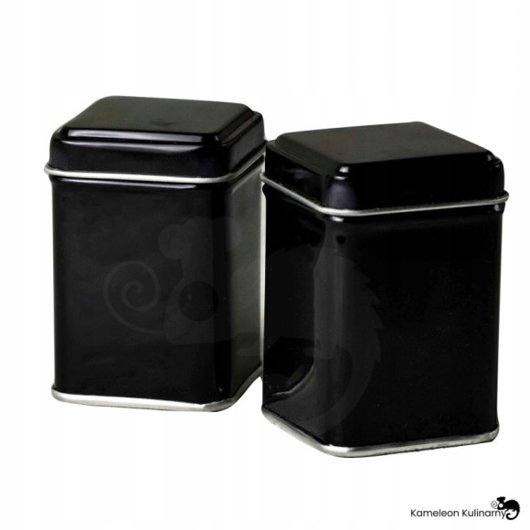 PUSZKA METALOWA n herbatę mała 43x43x60 25g CZARNA PUSZKA METALOWA n herbatę mała 43x43x60 25g CZARNA