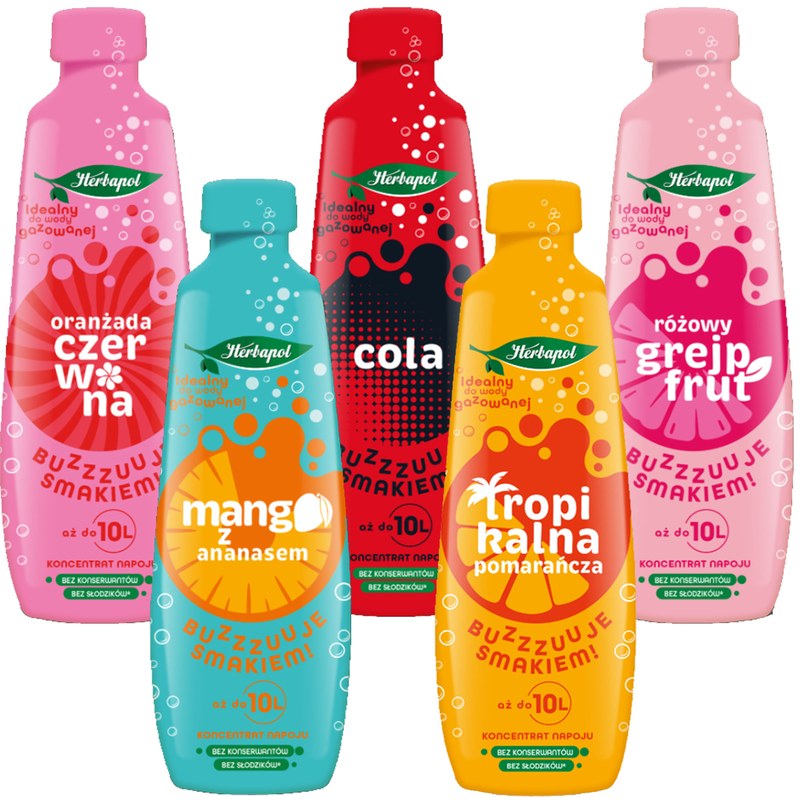 Herbapol KONCENTRAT NAPOJU mix smaków COLA MANGO TROPIC