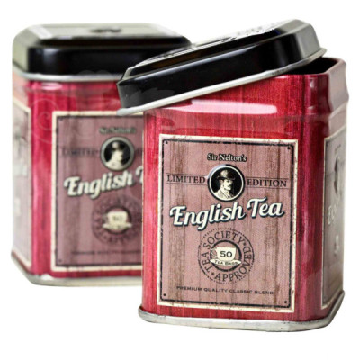PUSZKA METALOWA na herbatę ENGLISH TEA bordowa 25g