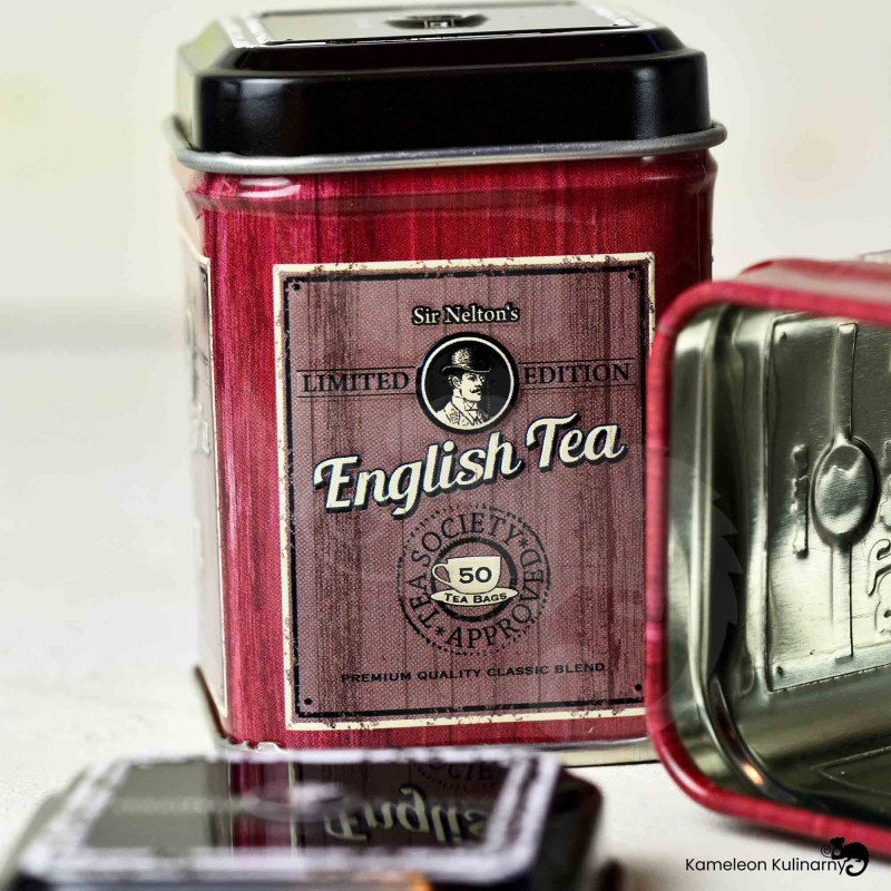 PUSZKA METALOWA na herbatę ENGLISH TEA bordowa 25g