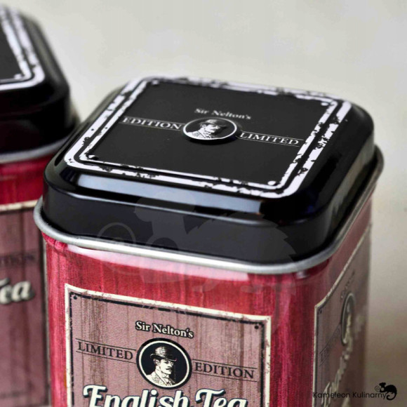 PUSZKA METALOWA na herbatę ENGLISH TEA bordowa 25g PUSZKA METALOWA na herbatę ENGLISH TEA bordowa 25g