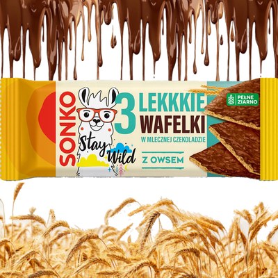 Sonko WAFELKI Z OWSEM W MLECZNEJ CZEKOLADZIE lekkie wafelki